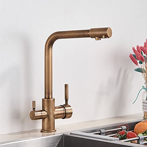 RAUGAJ Wasserhähne, Wasserfilter Schwarzer Küchenarmatur Trinkwasserkapsel Rotatierbares Wasserreinigungshähler Für Küchenspüle Mixerkrane/Antike Messing RAUGAJ Wasserhähne, Wasserfilter Schwarzer Küchenarmatur Trinkwasserkapsel Rotatierbares Wasserreinigungshähler Für Küchenspüle Mixerkrane/Antike Messing von RAUGAJ