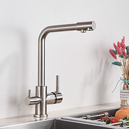 RAUGAJ Wasserhähne, Wasserfilter Schwarzer Küchenarmatur Trinkwasserkapsel Rotatierbares Wasserreinigungshähler Für Küchenspüle Mixerkrane/Nickle Gebürstet RAUGAJ Wasserhähne, Wasserfilter Schwarzer Küchenarmatur Trinkwasserkapsel Rotatierbares Wasserreinigungshähler Für Küchenspüle Mixerkrane/Nickle Gebürstet von RAUGAJ