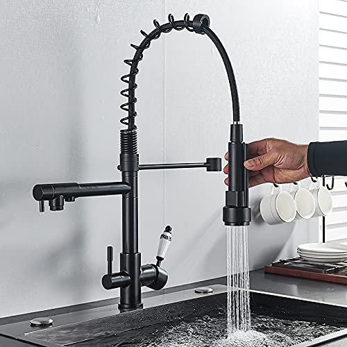 RAUGAJ Wasserhahn Gebürstet Nickel Küchenarmatur Filter Reinigung Wasser Küchenarmatur Dual Spout Feder Pull Down Heißer Kaltwassermischer Hahn/Matt-Schwarz RAUGAJ Wasserhahn Gebürstet Nickel Küchenarmatur Filter Reinigung Wasser Küchenarmatur Dual Spout Feder Pull Down Heißer Kaltwassermischer Hahn/Matt-Schwarz von RAUGAJ