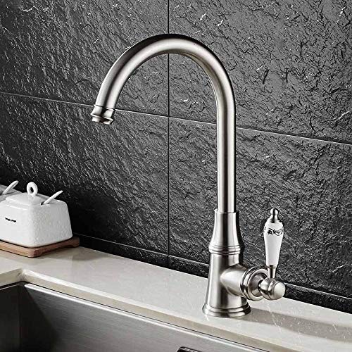 RAUGAJ Wasserhahn Küchenarmatur Ein Hebel Wasserhahn 360 Drehen Decks Montiert Küchenarmatur Torneira Einerhalter Einer Lochmixer Taps Mh-03/Nichel Gebürstet RAUGAJ Wasserhahn Küchenarmatur Ein Hebel Wasserhahn 360 Drehen Decks Montiert Küchenarmatur Torneira Einerhalter Einer Lochmixer Taps Mh-03/Nichel Gebürstet von RAUGAJ