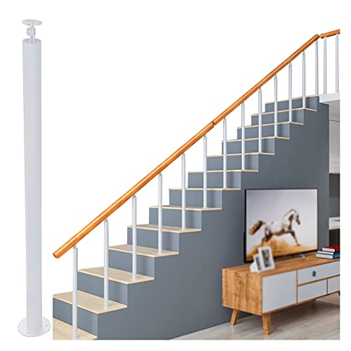 RAUGAJ Wohnzimmer Treppengeländer Spindel Weiß - Handlauf -Stützbar Für Büro/Flur/Loft House Decor, 60-170 cm Langes Holzhandlauf Mit Ausstattung/Spindle Height-85Cm(33.4In) von RAUGAJ