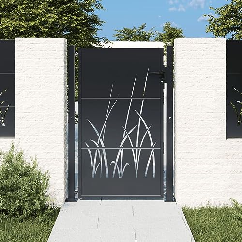 RAUGAJ Zaun- & Absperrungen-Gartentor Anthrazit 105x130 cm Stahlgras Design-Hardware von RAUGAJ