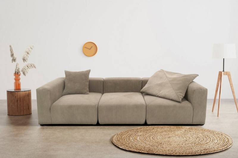 RAUM.ID Big-Sofa Gerrid, Cord-Bezug, bestehend aus Modulen: 2 Eck- und ein Mittelelement von RAUM.ID