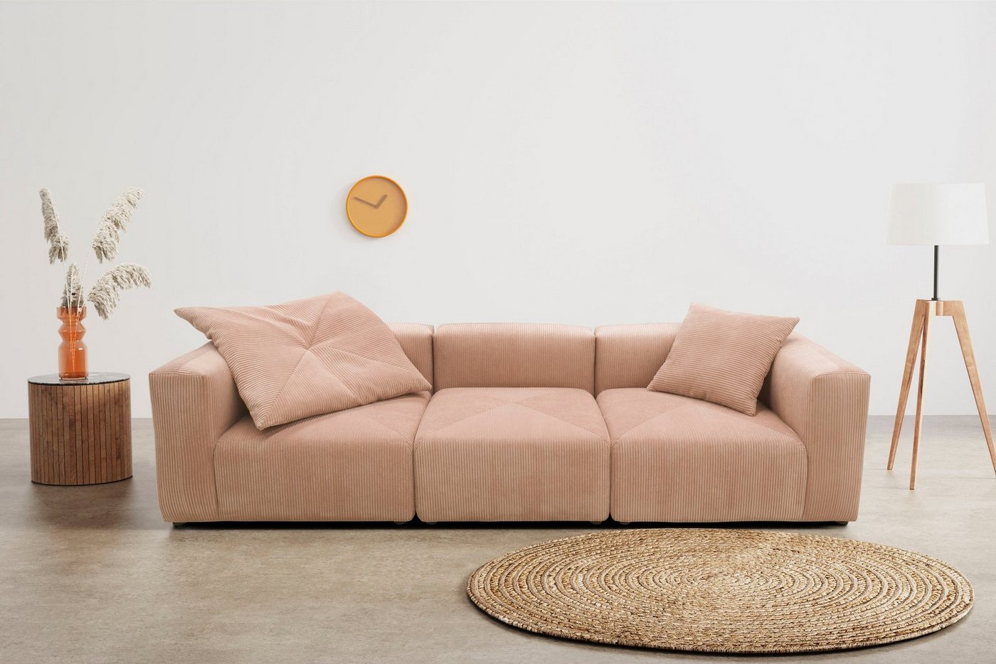 RAUM.ID Big-Sofa Gerrid, Cord-Bezug, bestehend aus Modulen: 2 Eck- und ein Mittelelement von RAUM.ID