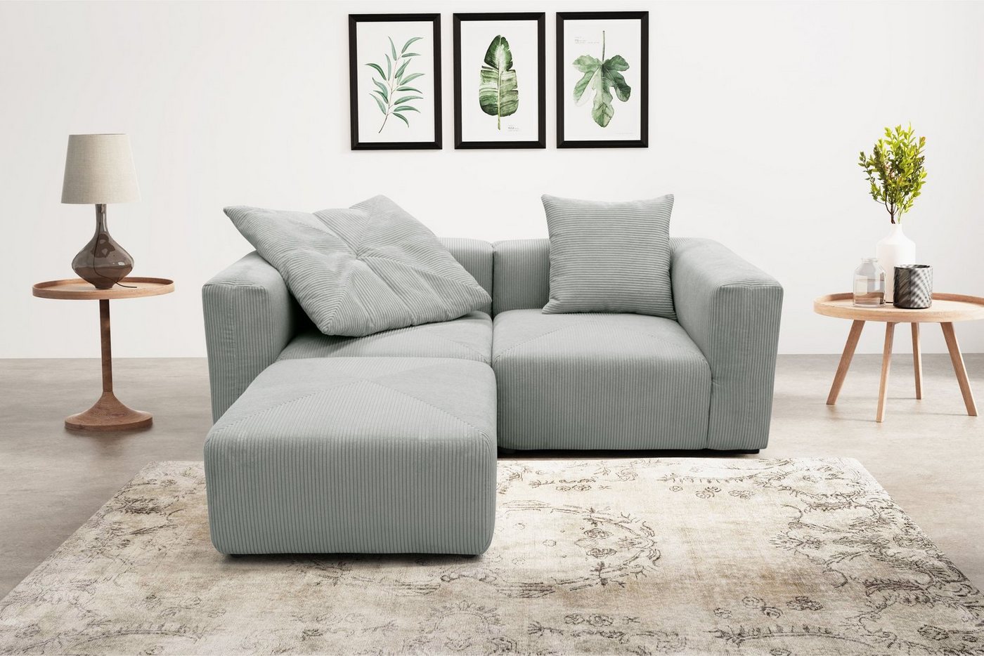 RAUM.ID Ecksofa Gerrid L-Form, Cord, Modulsofa, bestehend aus 2 Eckelementen + 1 Hocker von RAUM.ID