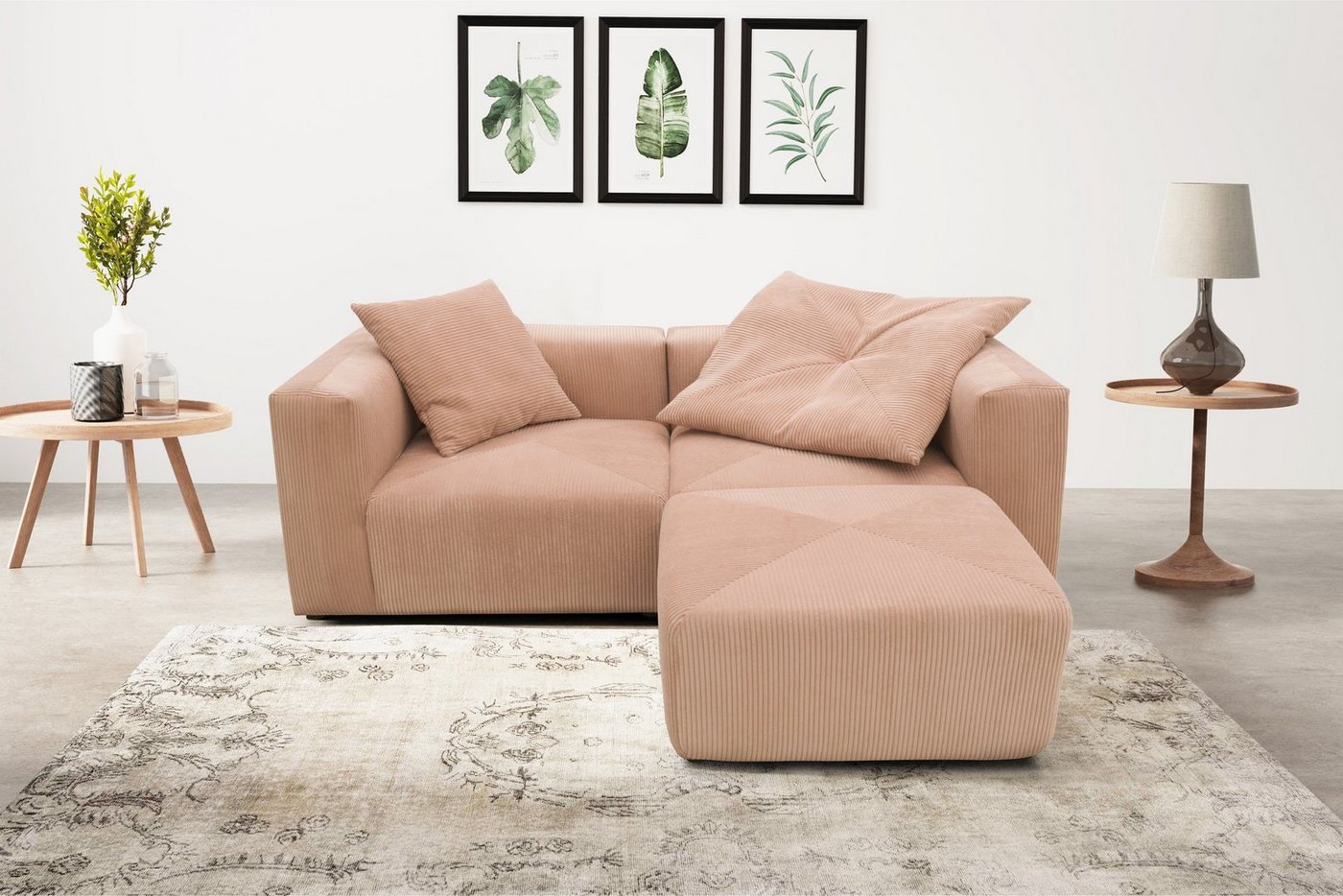 RAUM.ID Ecksofa Gerrid L-Form, Cord, Modulsofa, bestehend aus 2 Eckelementen + 1 Hocker von RAUM.ID