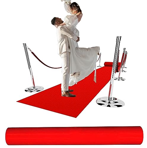 RAUMPA Roter Teppich läufer 1x10m Party Hochzeit Outdoor brücken Teppich rot Flur meterware, messeteppich Red The Carpet für Outdoor, heiratsantrag deko für draußen (Color : Red, Size : 1x10m) von RAUMPA