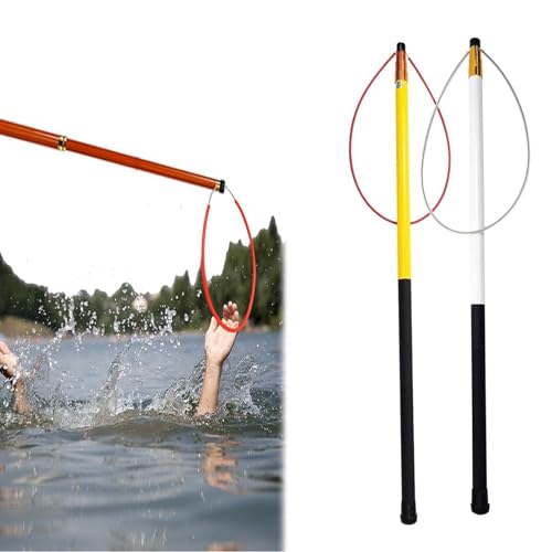 Teleskop-Pool-Rettungshaken mit Stange, verstellbarer, robuster Fiberglas-Teleskopring, rutschfester Griff für den Notfall, Rettung von Wasser, Ertrinken, Gelb von RAUMPA