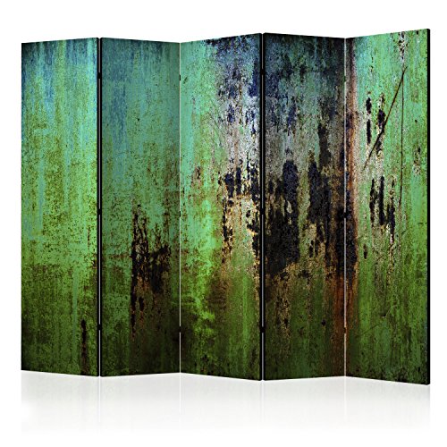 RAUMTEILER/PARAVENT B&D XXL - Paravent Raumteiler Innen Abstrakt 225x172 cm 5-teilig Einseitig Raumtrenner Trennwand Holz Room Divider Spanische Wand Raum Abtrennung grün schwarz f-B-0093-z-c von RAUMTEILER / PARAVENT B&D XXL