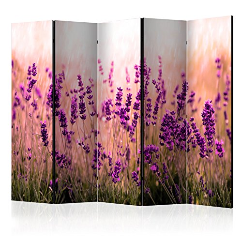 murando Raumteiler Lavendel Natur Wiese Foto Paravent 225x172 cm beidseitig auf Vlies-Leinwand Bedruckt Trennwand Spanische Wand Sichtschutz Raumtrenner violett b-B-0111-z-c von RAUMTEILER / PARAVENT B&D XXL