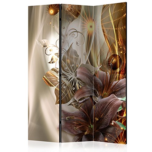 murando Raumteiler Lilien Abstrakt Foto Paravent 135x172 cm beidseitig auf Vlies-Leinwand Bedruckt Trennwand Spanische Wand Sichtschutz Raumtrenner braun beige Gold a-C-0054-z-b von RAUMTEILER / PARAVENT B&D XXL