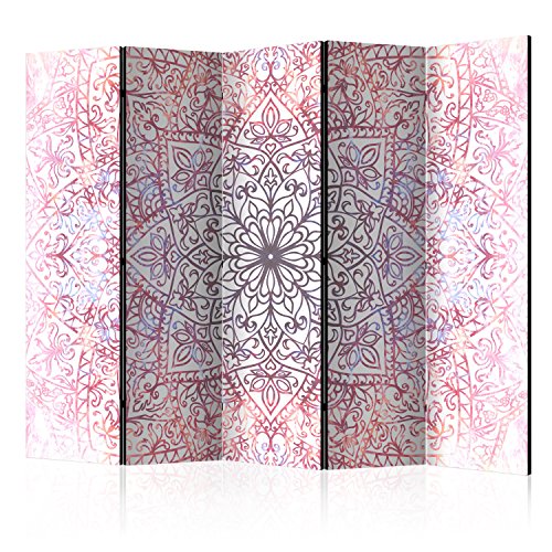 murando Raumteiler Mandala Ornament Foto Paravent 225x172 cm beidseitig auf Vlies-Leinwand Bedruckt Trennwand Spanische Wand Sichtschutz Raumtrenner Home Office weiß Rose von RAUMTEILER / PARAVENT B&D XXL