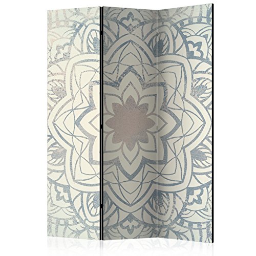 murando Raumteiler Mandala Ornament Oriental Foto Paravent 135x172 cm beidseitig auf Vlies-Leinwand Bedruckt Trennwand Spanische Wand Sichtschutz Raumtrenner beige grau blau f-A-0486-z-b von RAUMTEILER / PARAVENT B&D XXL