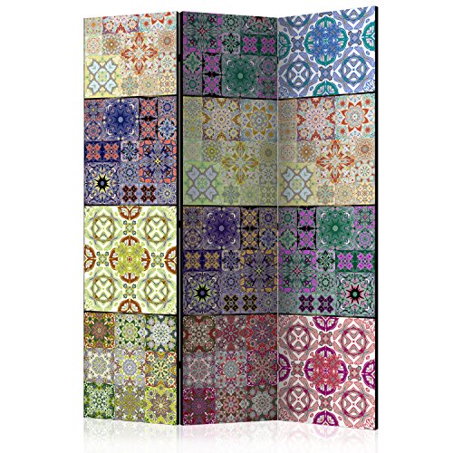 murando Raumteiler Mandala Ornament Oriental Foto Paravent 135x172 cm beidseitig auf Vlies-Leinwand Bedruckt Trennwand Spanische Wand Sichtschutz Raumtrenner blau violett Rose f-C-0013-z-b von RAUMTEILER / PARAVENT B&D XXL