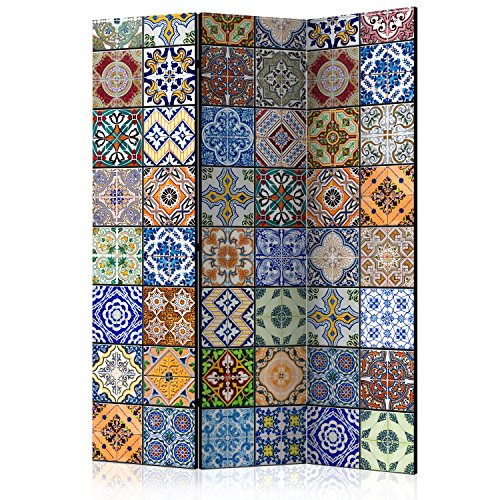 murando Raumteiler Mandala Ornament Oriental Foto Paravent 135x172 cm beidseitig auf Vlies-Leinwand Bedruckt Trennwand Spanische Wand Sichtschutz Raumtrenner bunt blau gelb f-B-0009-z-b von RAUMTEILER / PARAVENT B&D XXL