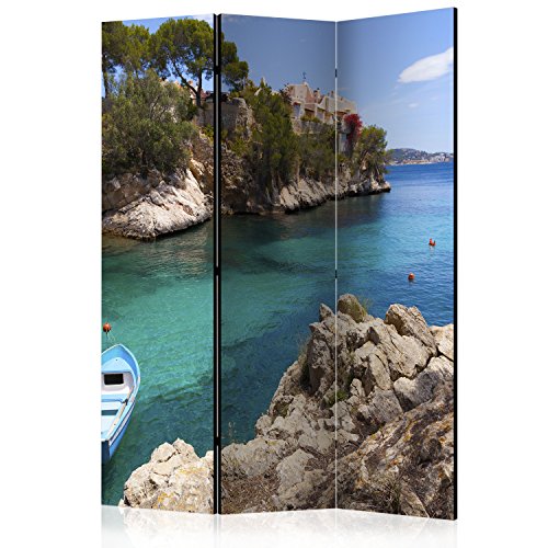 murando Raumteiler Meer Boot Insel Steg Foto Paravent 135x172 cm beidseitig auf Vlies-Leinwand bedruckt Trennwand Spanische Wand Sichtschutz Raumtrenner blau c-B-0038-z-b von RAUMTEILER / PARAVENT B&D XXL