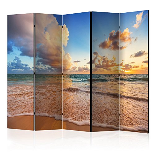 murando Raumteiler Meer Natur Himmel Strand Foto Paravent 225x172 cm einseitig auf Vlies-Leinwand Bedruckt Trennwand Spanische Wand Sichtschutz Raumtrenner Home Office blau beige von RAUMTEILER / PARAVENT B&D XXL