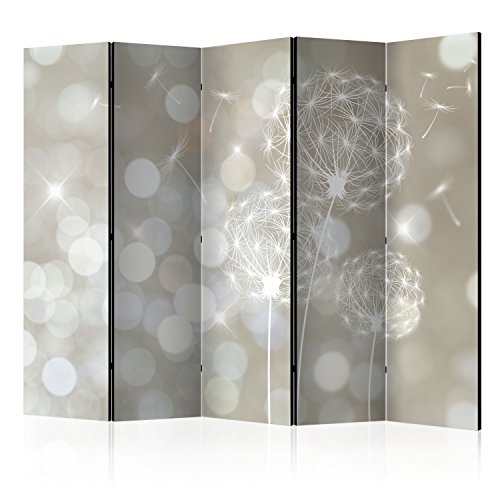 murando Raumteiler Pusteblume Abstrakt Foto Paravent 225x172 cm beidseitig auf Vlies-Leinwand Bedruckt Trennwand Spanische Wand Sichtschutz Raumtrenner Home Office grau beige von RAUMTEILER / PARAVENT B&D XXL