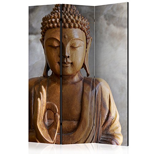 murando Raumteiler Spa Zen Buddha Foto Paravent 135x172 cm beidseitig auf Vlies-Leinwand Bedruckt Trennwand Spanische Wand Sichtschutz Raumtrenner Home Office braun grau von RAUMTEILER / PARAVENT B&D XXL