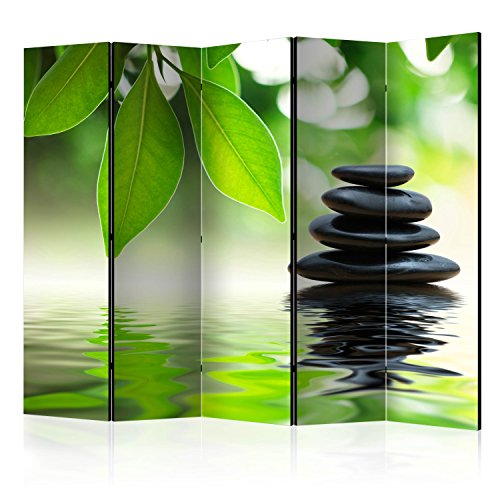 murando Raumteiler Spa Zen Foto Paravent 225x172 cm beidseitig auf Vlies-Leinwand Bedruckt Trennwand Spanische Wand Sichtschutz Raumtrenner Home Office schwarz grün b-B-0184-z-c von RAUMTEILER / PARAVENT B&D XXL