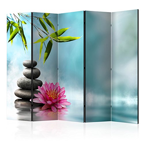 murando Raumteiler Spa Zen Foto Paravent 225x172 cm einseitig auf Vlies-Leinwand Bedruckt Trennwand Spanische Wand Sichtschutz Raumtrenner Home Office blau grün grau Rose von RAUMTEILER / PARAVENT B&D XXL