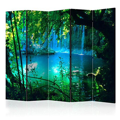 murando Raumteiler Wasserfall Natur Wasser Foto Paravent 225x172 cm einseitig auf Vlies-Leinwand Bedruckt Trennwand Spanische Wand Sichtschutz Raumtrenner Home Office blau von RAUMTEILER / PARAVENT B&D XXL