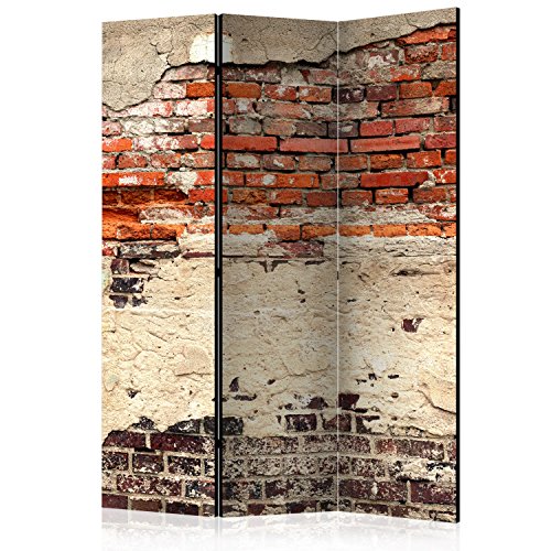murando Raumteiler Ziegel-Optik Foto Paravent 135x172 cm beidseitig auf Vlies-Leinwand Bedruckt Trennwand Spanische Wand Sichtschutz Raumtrenner rot f-A-0503-z-b von RAUMTEILER / PARAVENT B&D XXL