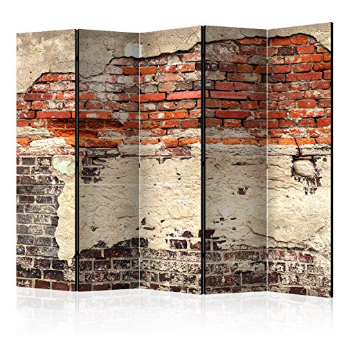 murando Raumteiler Ziegel-Optik Foto Paravent 225x172 cm beidseitig auf Vlies-Leinwand Bedruckt Trennwand Spanische Wand Sichtschutz Raumtrenner rot f-A-0503-z-c von RAUMTEILER / PARAVENT B&D XXL