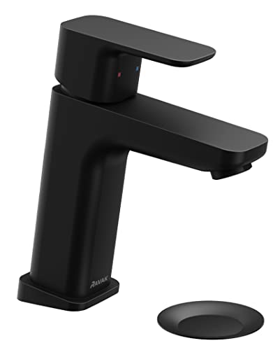 Waschtischarmatur | Einhand-Waschtischbatterie 10° Free | Wasserhahn | Mit Ablaufgarnitur | Höhe 170 mm | Chrom | Schwarz | TD F 013 | RAVAK (Schwarz) von RAVAK
