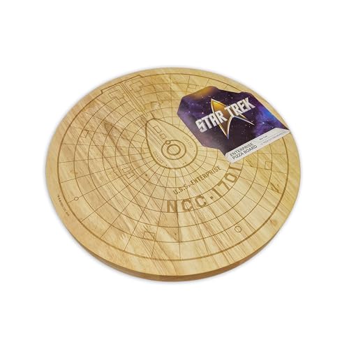 Offiziell lizenziertes Star Trek™ Enterprise Pizzaschneidebrett, 30,5 cm Durchmesser, Hartholz mit Schiff-Design von RAVEN FORGE