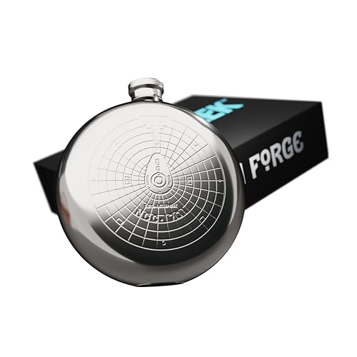 Star Trek™ Enterprise Flachmann, offizielles Star-Trek-Produkt, Geschenkset mit 2 x 30 ml Edelstahl-Schnapsgläsern und 1 x Einfülltrichter von RAVEN FORGE
