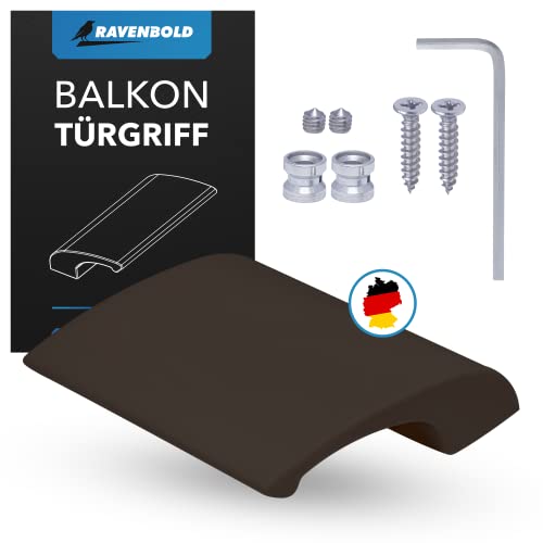 RAVENBOLD Balkontürgriff für Außen - Extrem stabiler Terassentür Griff - Ziehgriff für Balkontür - aus Aluminium hergestellter Griff für Balkontür Außen (Dunkel Braun (RAL 9077)) von RAVENBOLD