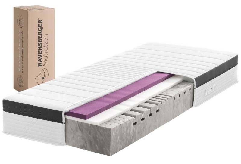 Kaltschaummatratze STRUKTURA-MED GEL, RAVENSBERGER Matratzen, 25 cm hoch, Ergonomisch, 3 Liegeelemente, 7 Zonen, Made in Germany, Tencelbezug von RAVENSBERGER Matratzen