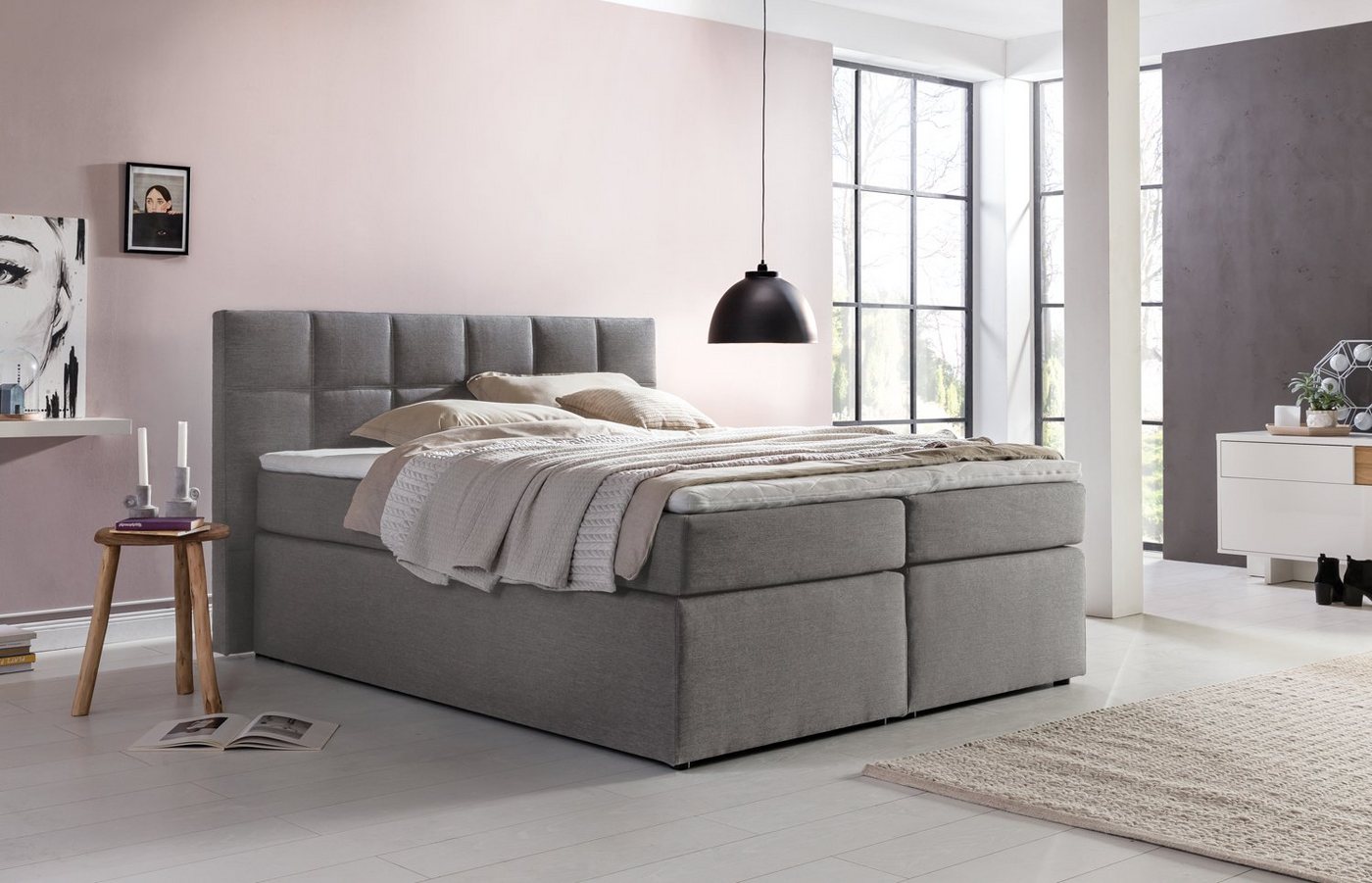 Möbelfreude Boxspringbett Boxspringbett Bea Hellgrau 180x220 cm H3, Hellgrau 180x220 cm H3 7-Zonen Taschenfederkern-Matratze + Bonell-Fede Möbelfreude Boxspringbett Boxspringbett Bea Hellgrau 180x220 cm H3, Hellgrau 180x220 cm H3 7-Zonen Taschenfederkern-Matratze + Bonell-Fede von RAVENSBERGER Matratzen