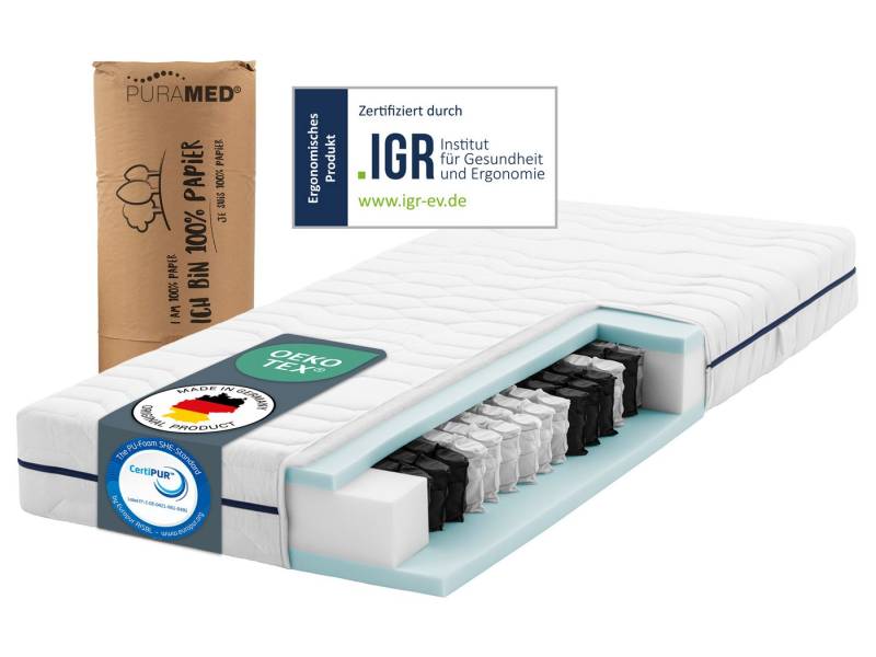 Taschenfederkernmatratze PURAMED 7-Zonen Taschenfederkernmatratze inkl...., RAVENSBERGER Matratzen, 21 cm hoch, Ergonomisch, hohe Punktelastizität, 7 Zonen, Made in Germany von RAVENSBERGER Matratzen