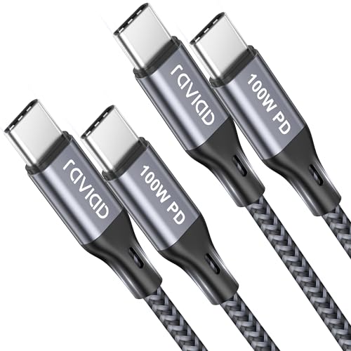 RAVIAD USB C auf USB C Kabel [2Stück 1M+1M] 100W USB C Kabel PD Schnellladekabel Nylon USB Typ C Ladekabel für iPhone 15 Pro Max, Samsung Galaxy S24/S23/S22, MacBook Pro/Air, Pad Pro, Huawei, Pixel von RAVIAD