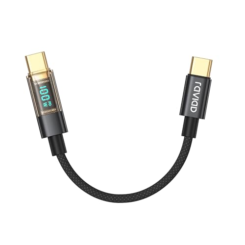 RAVIAD 100W USB C auf USB C Kabel Kurz 15CM 5A Schnellladekabel Ladekabel PD QC5.0 with LED Display für iPhone15 Pro Max, Samsung Galaxy S24/S23/S22/S21, Pad Pro, MacBook Air, Tablets, Huawei, Pixel von RAVIAD