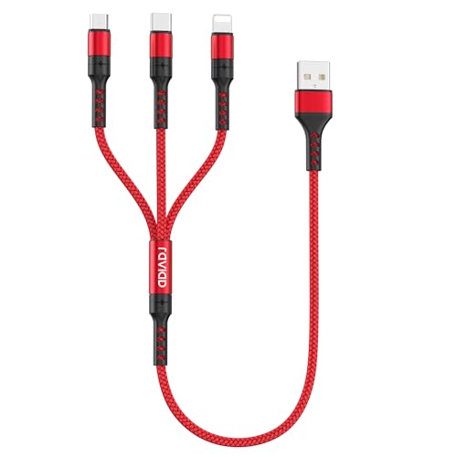 RAVIAD Multi USB Kabel Kurz [50CM], Universal Ladekabel 3 in 1 Schnellladekabel, Handy Ladekabel Mehrfach Ladekabel mit Micro USB Typ C Lightning Kabel für iPhone, Android Samsung, Oneplus von RAVIAD