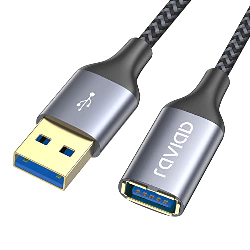 RAVIAD USB Verlängerung Kabel 2M USB 3.0 Verlängerungskabel USB A Stecker auf A Buchse Nylon, 5Gbps Superschnelle für Kartenlesegerät,Tastatur, Drucker, Scanner, Kamera, Hubs von RAVIAD