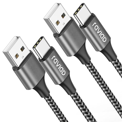 RAVIAD USB C Kabel [2Pack 3M] 3.1A Ladekabel USB C Schnellladekabel Nylon USB C Ladekabel für iPhone 15 Pro Max, Samsung Galaxy S24 S23 S22 S21 S20 Note 10, Huawei P60, Google Pixel, Xperia XZ von RAVIAD