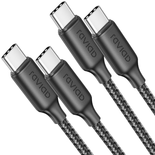 RAVIAD USB C Kabel 100W [2Stück 1M] PD3.0 Schnellladekabel USB C auf USBC Nylon Geflochten QC3.0 Ladekabel USB-C Ladegerät für iPhone 16 15 Pro Galaxy S24 S23 S22 Pixel 7 iPadPro MacBookAir Tablets von RAVIAD