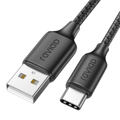 RAVIAD USB C Kabel 1M, Schnellladekabel 3A Nylon Geflochtenes USB C Ladekabel Kompatibel Mit iPhone 15/15 Pro Max, Galaxy S23/S22/S21/S10, Note 10, Huawei P40/P30, Google Pixel von RAVIAD