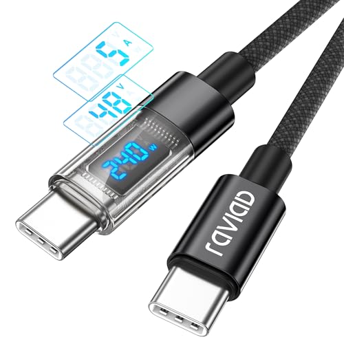 RAVIAD USB C Kabel 240W [1M] PD3.1 Schnellladekabel USB C auf USB C Nylon Geflochten QC3.0 Ladekabel USBC Ladegerät für iPhone 16 15 Pro Galaxy S25 S24 S23 S22 Pixel 7 iPadPro MacBookAir Tablets von RAVIAD