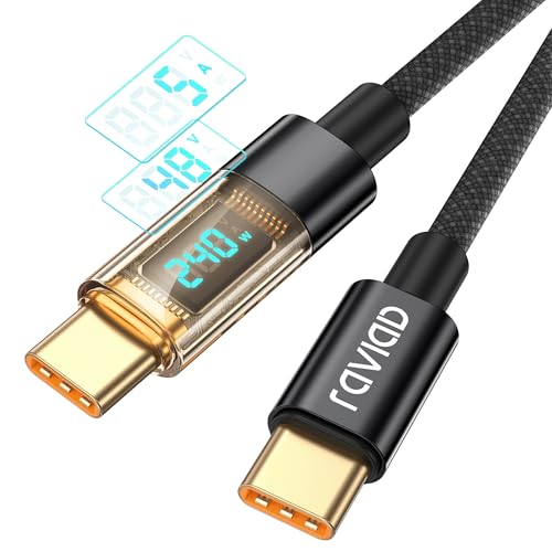 RAVIAD USB C Kabel 240W [2M] PD3.1 Schnellladekabel USB C auf USB C Nylon Geflochten QC4.0 Ladekabel USBC Ladegerät für iPhone 16 15 Pro SamsungGalaxy S24 S23 S22 Pixel 7 iPadPro MacBookAir Tablets von RAVIAD