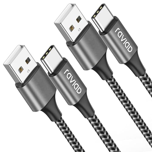 RAVIAD USB C Kabel [2Pack 2M] 3.1A Ladekabel USB C Schnellladekabel Nylon USB C Ladekabel für iPhone 16 15 Pro Max, Samsung Galaxy S24 S23 S22 S21 S20 Note 10, Huawei P60, Google Pixel, Xperia XZ von RAVIAD