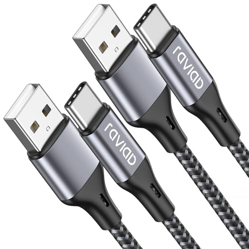 RAVIAD USB C Kabel [2Stück 2M], Ladekabel USB C Schnellladekabel Nylon Typ C Ladekabel für Samsung Galaxy S22 S21 S20 S10 S9 S8 A51 A50 A41 A21s A20, Note10 9, Huawei, Xperia, OnePlus-Grau von RAVIAD
