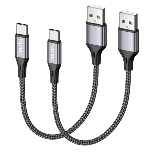 RAVIAD USB C Kabel [2Stück 30CM], Ladekabel USB C Schnellladekabel Nylon Typ C Ladekabel für iPhone 16 15 Pro Max, Samsung Galaxy S24 S23 S22 S21 S20 S10 S9 S8 Note10, Huawei P60, Xperia, OnePlus-Grau von RAVIAD