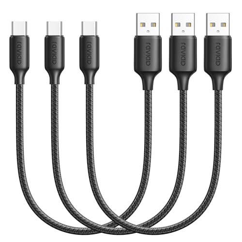 RAVIAD USB C Kabel [3 Stück 0.5m] 3.1A Ladekabel USB C Nylon Schnellladekabel USB C Ladekabel USB auf USB C Kabel für iPhone 16 15 ProMax Galaxy S24 S23 Ultra Huawei P60 P50 iPad Pro Google Pixel 9 von RAVIAD