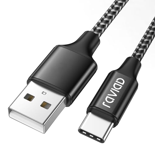 RAVIAD USB C Kable 1M, Schnellladekabel Typ C Ladekabel Nylon Ladekabel USB C for Samsung Galaxy A12/A52s/S10, Huawei P40/P30, Google Pixel, POCO X3 PRO, OnePlus Nord 2 - Schwarz von RAVIAD