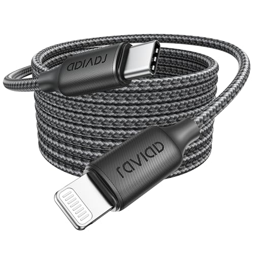 RAVIAD USB C Lightning Kabel 3M [MFi Zertifiziert] Power Delivery Nylon Typ C to Lightning Ladekabel für iPhone 14/13/13 Pro/13 Pro Max/13 Mini/12/12 Pro Max/12 Mini/11 Pro/X/XS/XR/8/SE -Schwarz von RAVIAD